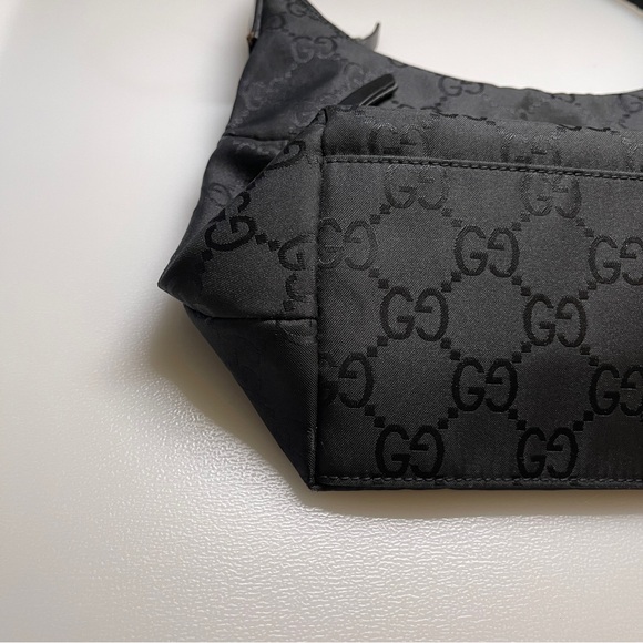 Gucci black tote bag canvas GG sac hobo shoulder bag - Picture 11 of 12